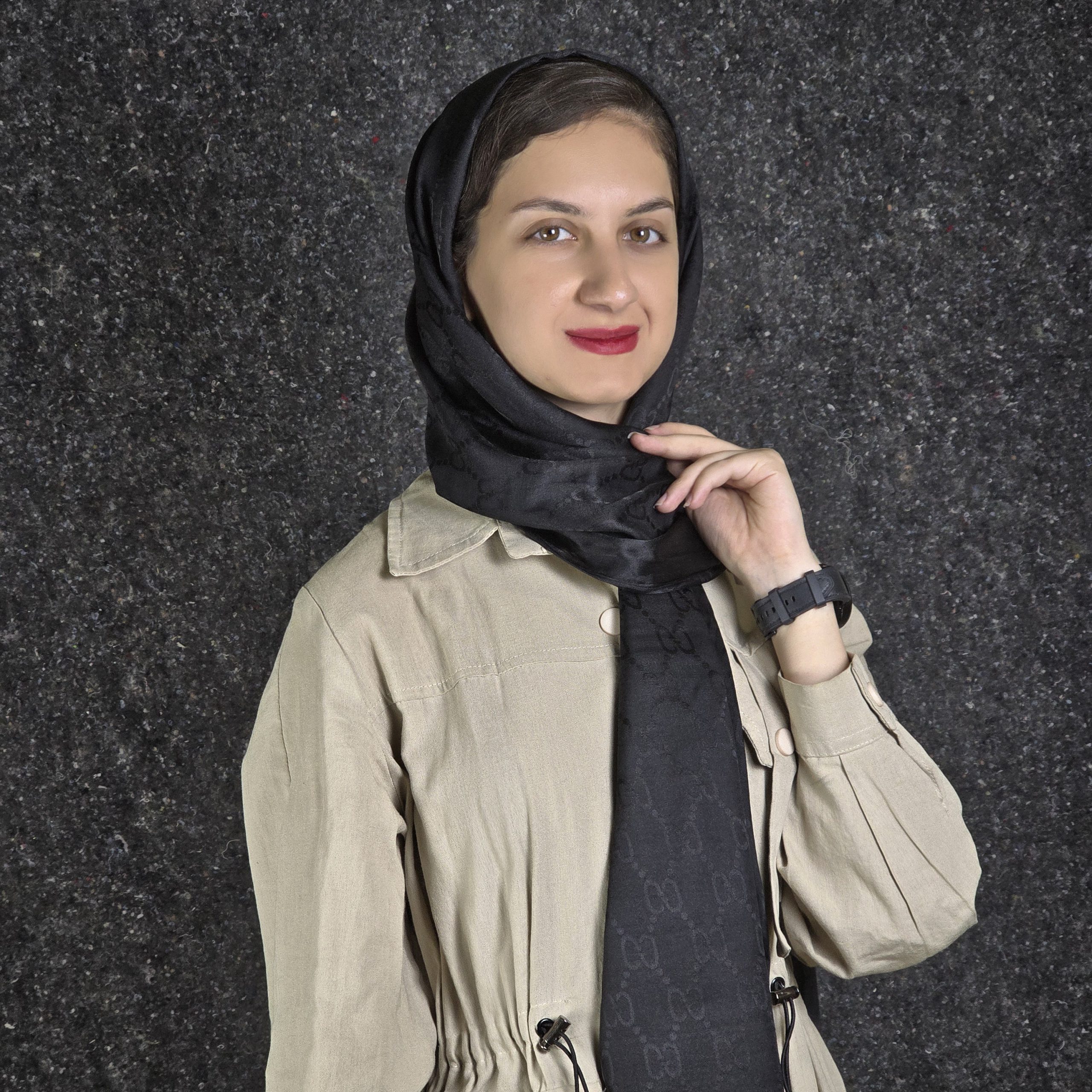 تصویر شال ژاکارد مارک مشکی(گوچی) 